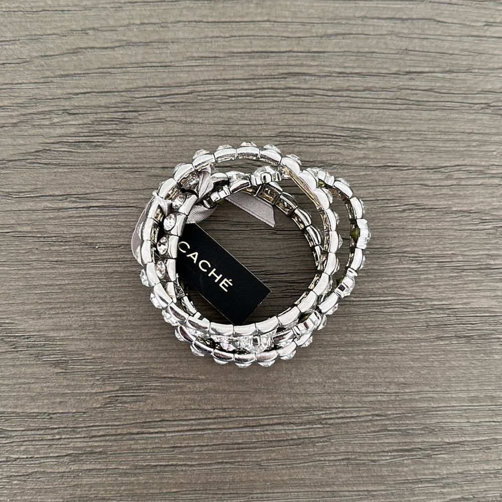 Silver rhinestones bracelet set - Picture 6 of 9